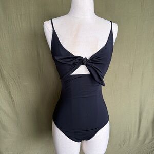 Aritzia Wilfred Noe Black Knot-Front One-Piece Swimsuit